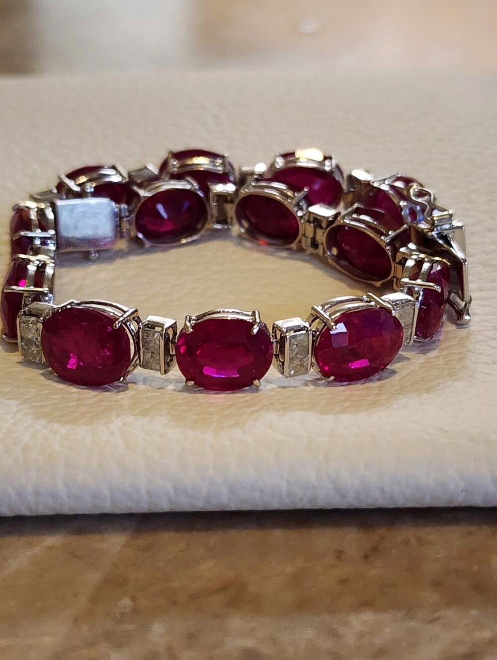 14kt 20.5g Gold Ruby & Natrual Diamond Tennis Bracelet